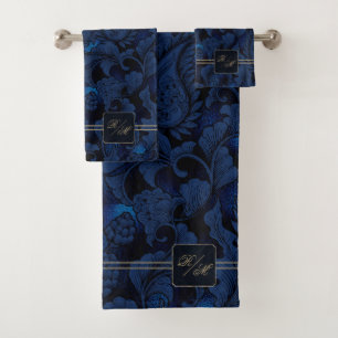 Paisley Garden Flora Monogram Navy Blue/Gold ID750