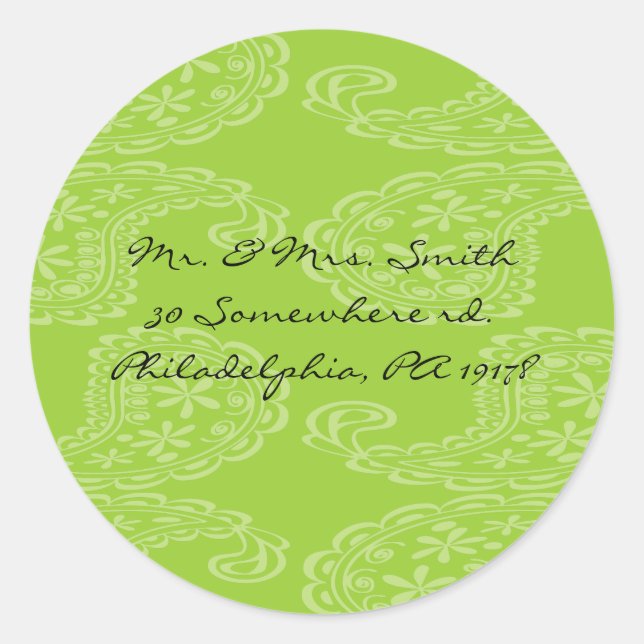 Paisley Happy Anniversaire Sticker Seal vert (Devant)