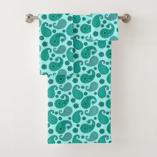 Paisley Motif, Aqua et Turquoise (En situation)
