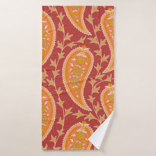 Paisley motif. Concombre turc. Maroon-orange c