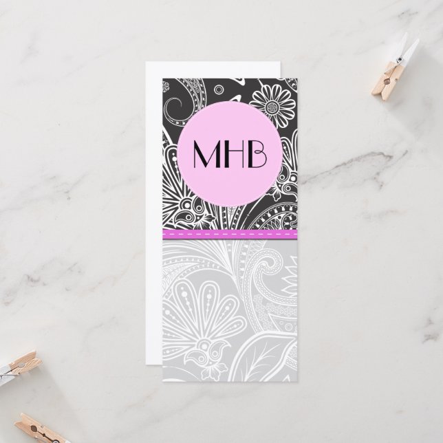 Paisley Motif, noir et blanc, Monogramme (Devant/Arrière en situation)