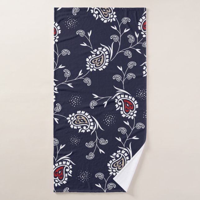 paisley motif sur marine (Serviette de bain)