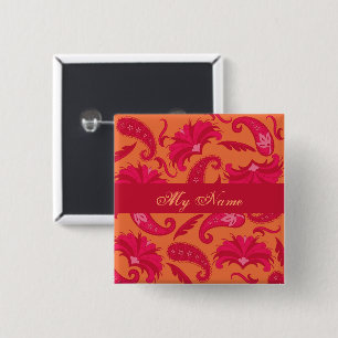 Paisley Nom Balise Badge Rouge Orange Parisien