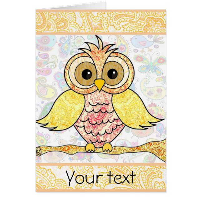 paisley owl greeting card (Devant)