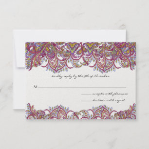Paisley Peacock Château rose mariage Invitations