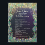 Paisley Peacock Colours Programme de mariage<br><div class="desc">Elégant Fairy Lights Paisley Peacock Fairy Tale Programmes de mariage Marine Blue and Gold (mais vous choisissez) texte police ivoire RGB Code FDFCDB arrière - plan RGB Hex Code Turquoise 2A5163</div>