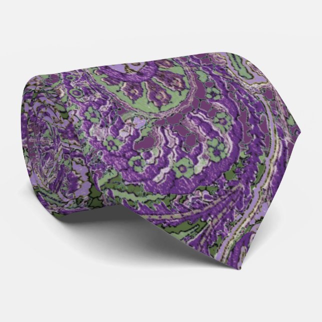 Paisley Peacock couleur violet Cravate Mariage (Roulé)