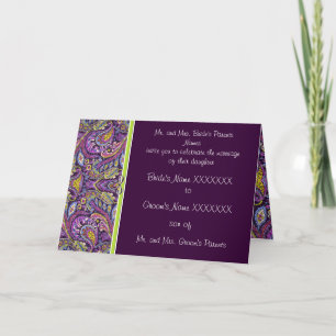 Paisley Plum Eggplant Lime Faire-part de mariage