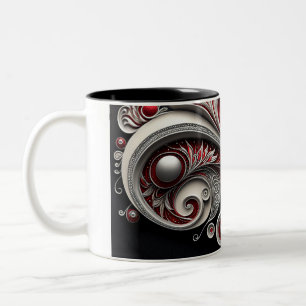 Paisley Swirl Rouge, argent et blanc 2 tasse