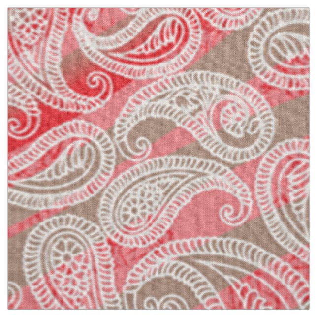 Paisley Textile | Impression en tissu vert rose ro (Échantillon)