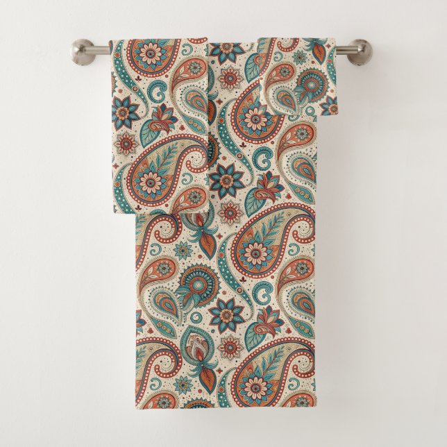 Paisley vintage en crème Turquoise rouge (En situation)