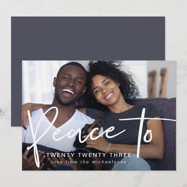 Paix à vingt-trois Nouvelle année Photo Bleu (Devant / Derrière)