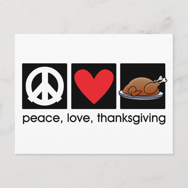 Paix, Amour, Carte Postale Thanksgiving (Devant)