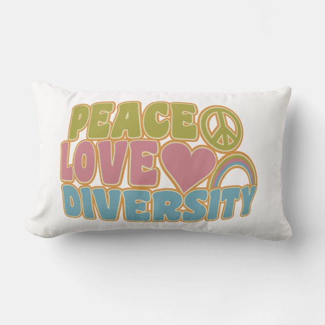 PAIX AMOUR DIVERSITÉ lancer oreiller (Recto)
