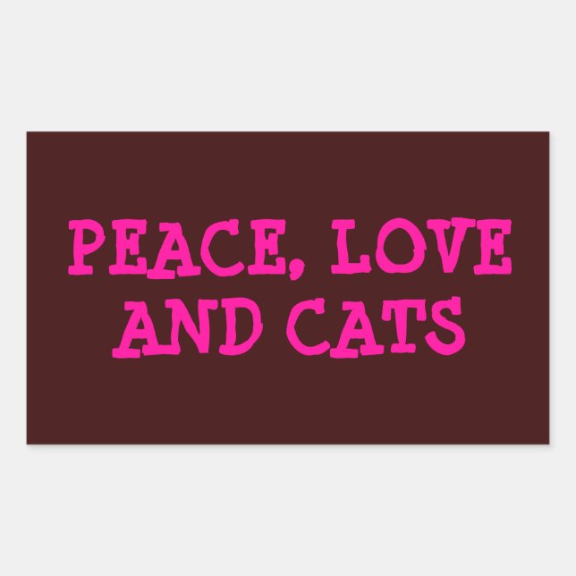 PAIX, AMOUR ET CHATS, STICKER RECTANGULAIRE (Devant)