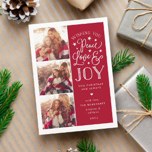 Paix, amour et joie Carte photo de Noël