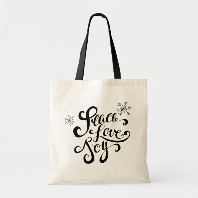 Paix, Amour et Joie Typographie rustique Sac de va (Devant)
