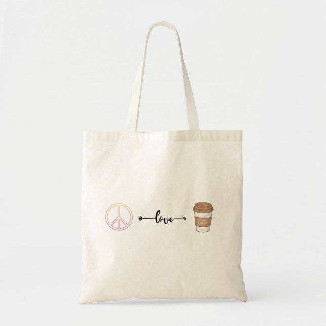 Paix, amour et Sac fourre-tout café (Devant)