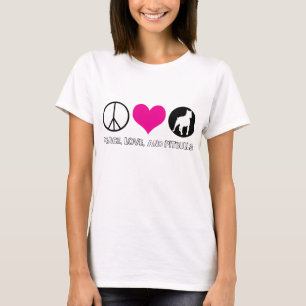 Paix, amour, et T-shirt de dames de Pitbulls