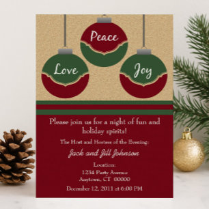 Paix, Amour, Joie Invitation de la fête de Noël