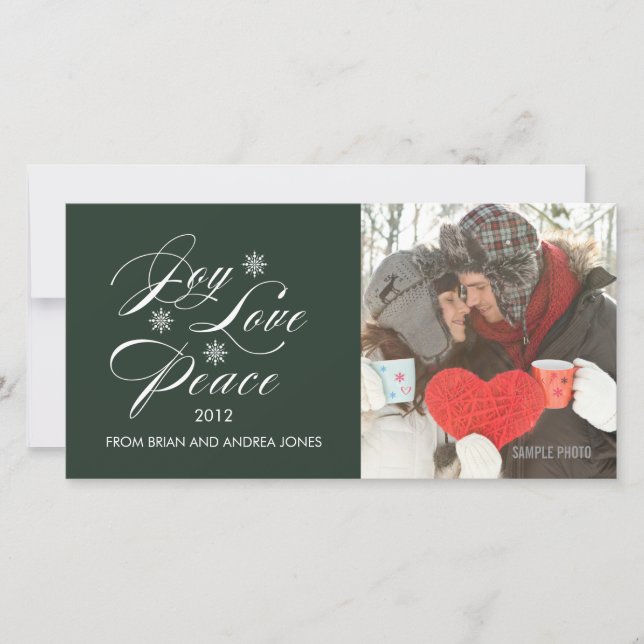 PAIX AMOUR JOY VACANCES CARTE PHOTO VERT (Devant)