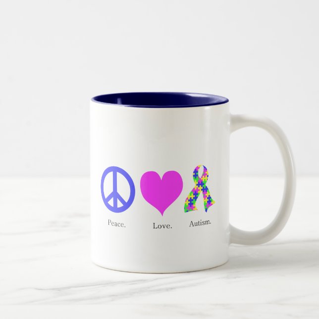 Paix. Amour. L'autisme. (couleur pastel) Mug (Droit)