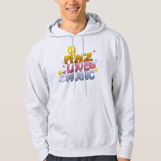 Paix, amour, sweat - shirt à capuche musical (Devant)