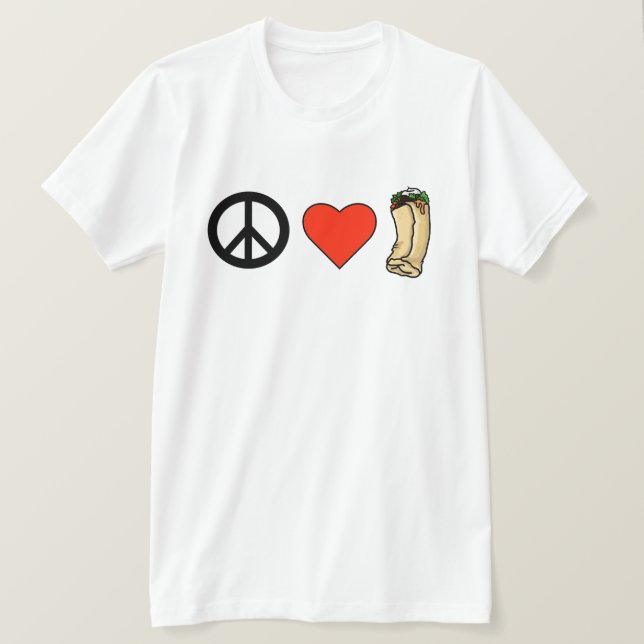 Paix, Amour, T-shirt Burrito (Design devant)