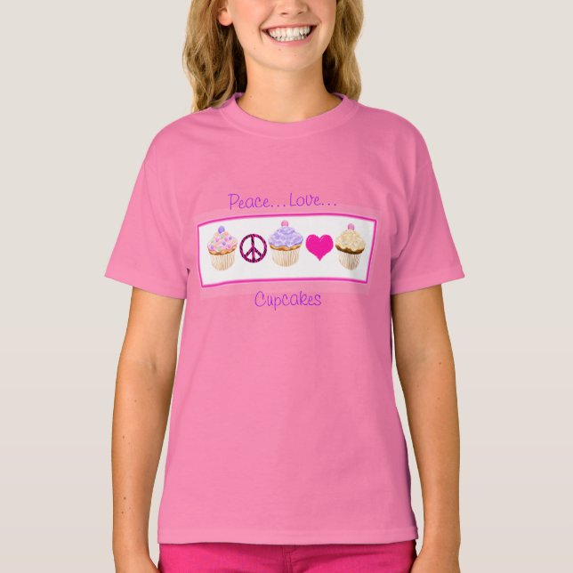 Paix, Amour, T-shirt enfant de cupcakes (Devant)