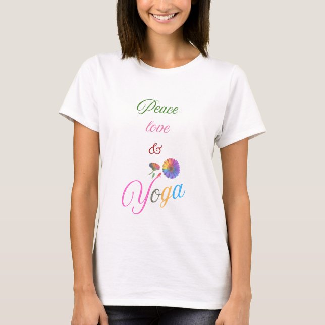 Paix, Amour & Yoga – T-shirt spirituel (Devant)