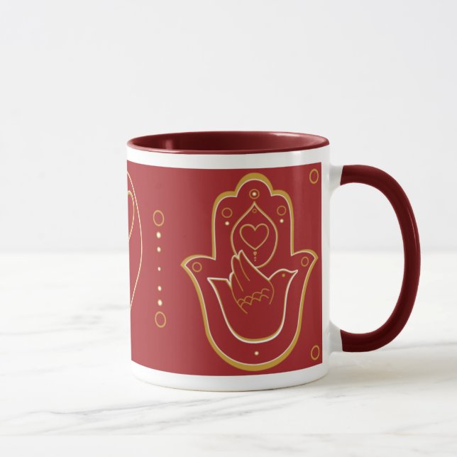 Paix de henné et rouge de tasse de Hamsa d'amour (Droite)