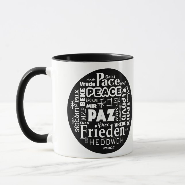 Paix de tasse de café dans des langues multiples (Gauche)