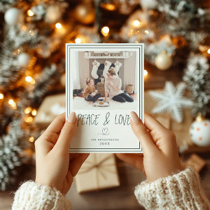 Paix et Amour Minimaliste Carte de Noël Or