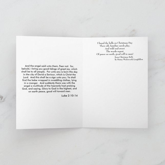 Paix et Bénédictions Carte de Noël en verre tendu (Intérieur)