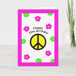 Paix et Fleurs 15e carte d'anniversaire
