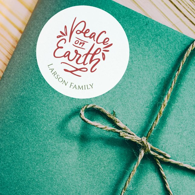 Paix festive sur terre Autocollant de Noël (Festive Peace on Earth Christmas Sticker
)