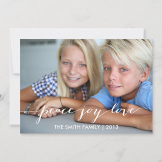Paix, Joie, Amour Carte photo de vacances | Bleu