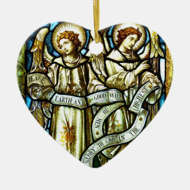 Paix sur Terre Anges Ornement de Noël (Devant)
