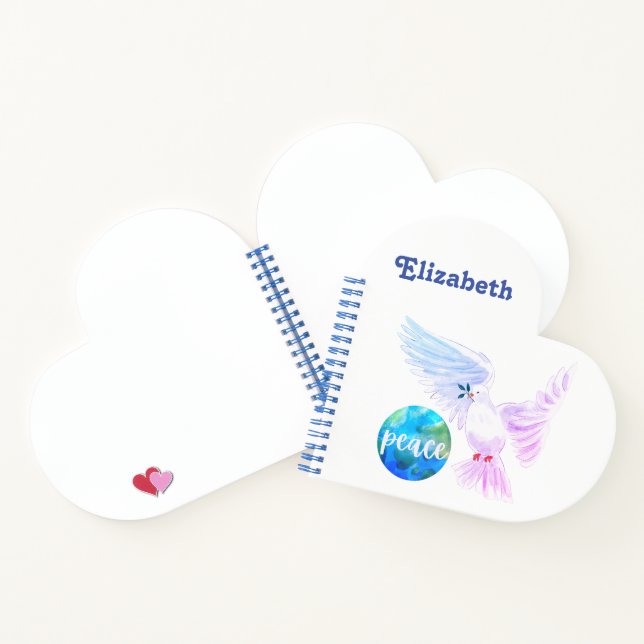 Paix sur Terre Carnet en forme de coeur personnali (Intérieur)