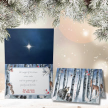 Paix sur Terre Forêt Animaux en Bois Carte pliée