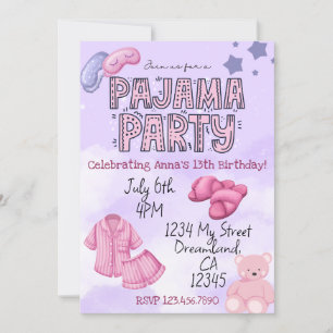 Pajama Party Anniversaire Invitation