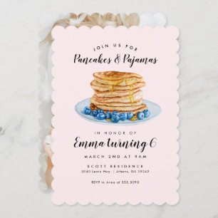 Pajamas Pancakes Pink Invitation Anniversaire