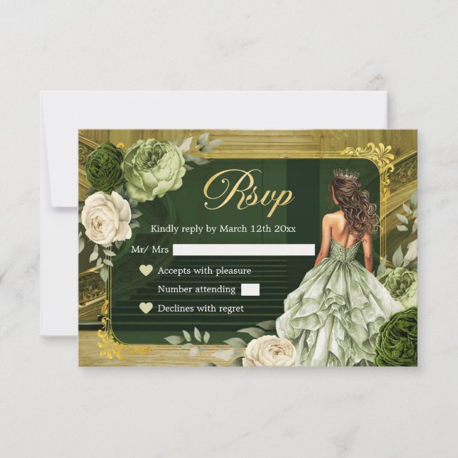 Palais Royal Ivory Sage Green MiS Quince RSVP (Devant)