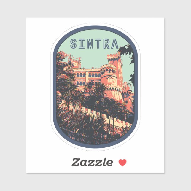 Palais Sintra Pena illustration Portugal Sticker (Feuille)