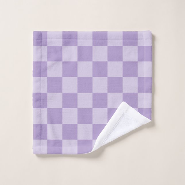Pale and Pastel Purple Monotone Checkered (Gant de toilette)