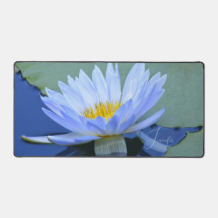 Pale Blue Water Lily Personnalisé Bureau Mats Plaq