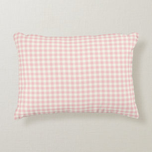 Pâle - coussin rose d'accent de motif de guingan