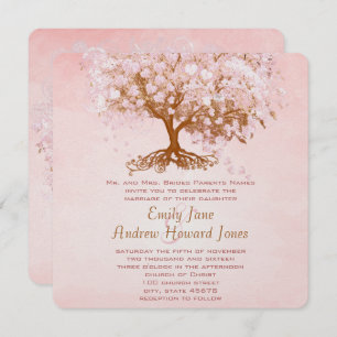 Pale Dogwood Pink Heart Tree Invitations de mariag