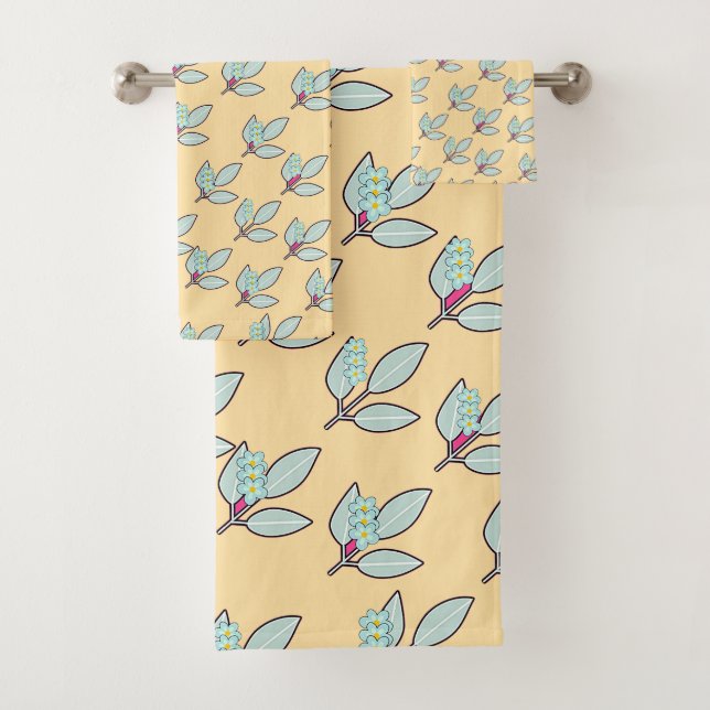 Pale Feuille Aqua Avec Fleurs Crème Cadeau (En situation)
