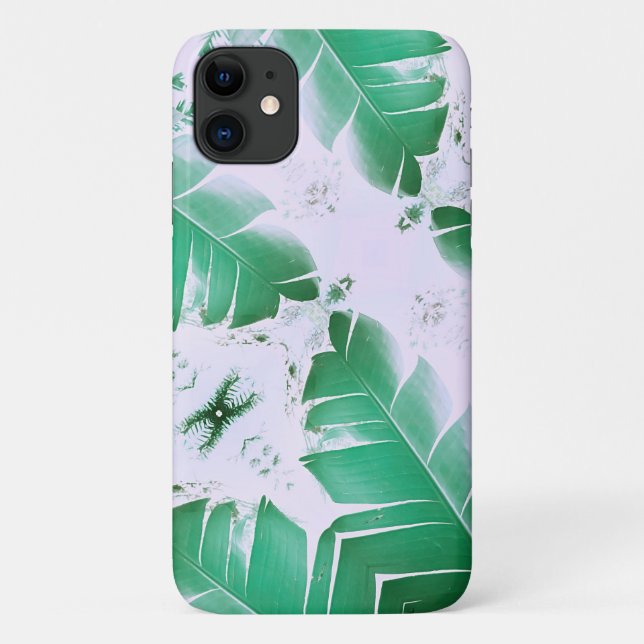 Pale Green Banana Tree Leaf iPhone 11 Coque (Dos)